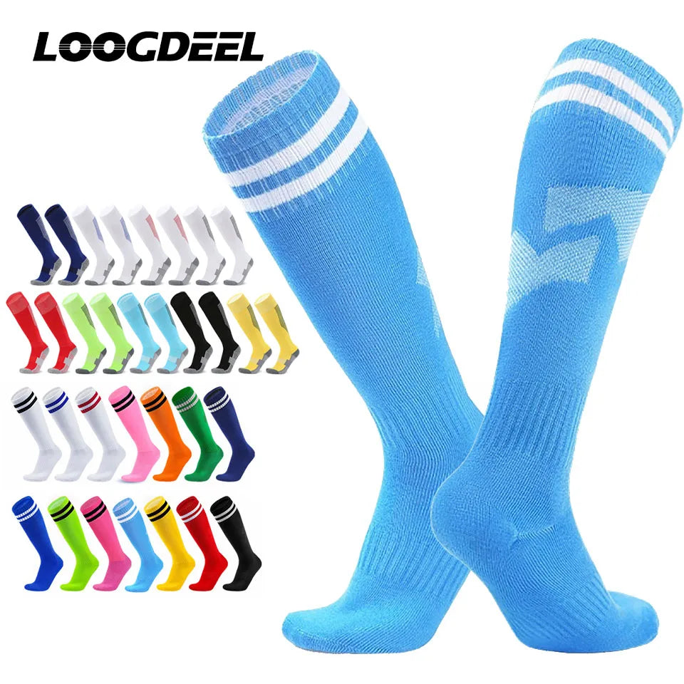 Loogdeel Soccer Socks Stretchy Compression Knee High Tube Socks Men Women Teens Kid Breathable Football Athletic Sports Socks - Waraqah