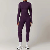 Women Seamless Yoga Set 2PCS Workout Set Sportswear Gym Clothing Fitness Long Sleeve Jacket High Waist Leggings Sports Suits - Waraqah
