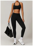 Women Seamless Yoga Set 2PCS Workout Set Sportswear Gym Clothing Fitness Long Sleeve Jacket High Waist Leggings Sports Suits - Waraqah