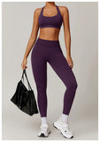 Women Seamless Yoga Set 2PCS Workout Set Sportswear Gym Clothing Fitness Long Sleeve Jacket High Waist Leggings Sports Suits - Waraqah