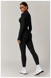 Women Seamless Yoga Set 2PCS Workout Set Sportswear Gym Clothing Fitness Long Sleeve Jacket High Waist Leggings Sports Suits - Waraqah