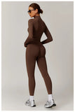 Women Seamless Yoga Set 2PCS Workout Set Sportswear Gym Clothing Fitness Long Sleeve Jacket High Waist Leggings Sports Suits - Waraqah
