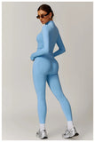 Women Seamless Yoga Set 2PCS Workout Set Sportswear Gym Clothing Fitness Long Sleeve Jacket High Waist Leggings Sports Suits - Waraqah