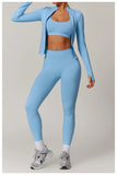 Women Seamless Yoga Set 2PCS Workout Set Sportswear Gym Clothing Fitness Long Sleeve Jacket High Waist Leggings Sports Suits - Waraqah