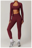 Women Seamless Yoga Set 2PCS Workout Set Sportswear Gym Clothing Fitness Long Sleeve Jacket High Waist Leggings Sports Suits - Waraqah