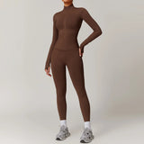 Women Seamless Yoga Set 2PCS Workout Set Sportswear Gym Clothing Fitness Long Sleeve Jacket High Waist Leggings Sports Suits - Waraqah