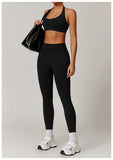 Women Seamless Yoga Set 2PCS Workout Set Sportswear Gym Clothing Fitness Long Sleeve Jacket High Waist Leggings Sports Suits - Waraqah