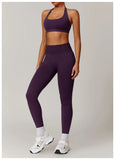 Women Seamless Yoga Set 2PCS Workout Set Sportswear Gym Clothing Fitness Long Sleeve Jacket High Waist Leggings Sports Suits - Waraqah