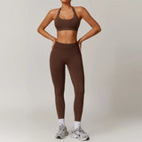 Women Seamless Yoga Set 2PCS Workout Set Sportswear Gym Clothing Fitness Long Sleeve Jacket High Waist Leggings Sports Suits - Waraqah