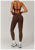 Women Seamless Yoga Set 2PCS Workout Set Sportswear Gym Clothing Fitness Long Sleeve Jacket High Waist Leggings Sports Suits - Waraqah