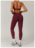 Women Seamless Yoga Set 2PCS Workout Set Sportswear Gym Clothing Fitness Long Sleeve Jacket High Waist Leggings Sports Suits - Waraqah