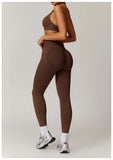 Women Seamless Yoga Set 2PCS Workout Set Sportswear Gym Clothing Fitness Long Sleeve Jacket High Waist Leggings Sports Suits - Waraqah