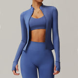 Women Zip Fitness Yoga Shirt Winter Warm Gym Top Woman Yoga Long Sleeve Sports Jacket Activewear Running Coats Workout Clothes - Waraqah