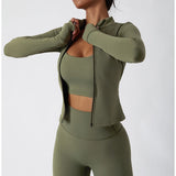 Women Zip Fitness Yoga Shirt Winter Warm Gym Top Woman Yoga Long Sleeve Sports Jacket Activewear Running Coats Workout Clothes - Waraqah