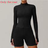 Women Zip Fitness Yoga Shirt Winter Warm Gym Top Woman Yoga Long Sleeve Sports Jacket Activewear Running Coats Workout Clothes - Waraqah