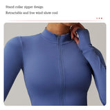 Women Zip Fitness Yoga Shirt Winter Warm Gym Top Woman Yoga Long Sleeve Sports Jacket Activewear Running Coats Workout Clothes - Waraqah