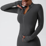 Women Zip Fitness Yoga Shirt Winter Warm Gym Top Woman Yoga Long Sleeve Sports Jacket Activewear Running Coats Workout Clothes - Waraqah