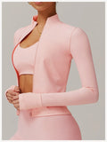 Women Zip Fitness Yoga Shirt Winter Warm Gym Top Woman Yoga Long Sleeve Sports Jacket Activewear Running Coats Workout Clothes - Waraqah