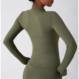 Women Zip Fitness Yoga Shirt Winter Warm Gym Top Woman Yoga Long Sleeve Sports Jacket Activewear Running Coats Workout Clothes - Waraqah