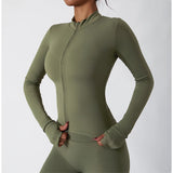 Women Zip Fitness Yoga Shirt Winter Warm Gym Top Woman Yoga Long Sleeve Sports Jacket Activewear Running Coats Workout Clothes - Waraqah