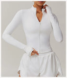 Women Zip Fitness Yoga Shirt Winter Warm Gym Top Woman Yoga Long Sleeve Sports Jacket Activewear Running Coats Workout Clothes - Waraqah