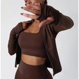 Women Zip Fitness Yoga Shirt Winter Warm Gym Top Woman Yoga Long Sleeve Sports Jacket Activewear Running Coats Workout Clothes - Waraqah