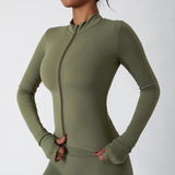 Women Zip Fitness Yoga Shirt Winter Warm Gym Top Woman Yoga Long Sleeve Sports Jacket Activewear Running Coats Workout Clothes - Waraqah