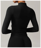 Women Zip Fitness Yoga Shirt Winter Warm Gym Top Woman Yoga Long Sleeve Sports Jacket Activewear Running Coats Workout Clothes - Waraqah