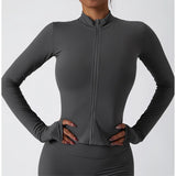Women Zip Fitness Yoga Shirt Winter Warm Gym Top Woman Yoga Long Sleeve Sports Jacket Activewear Running Coats Workout Clothes - Waraqah