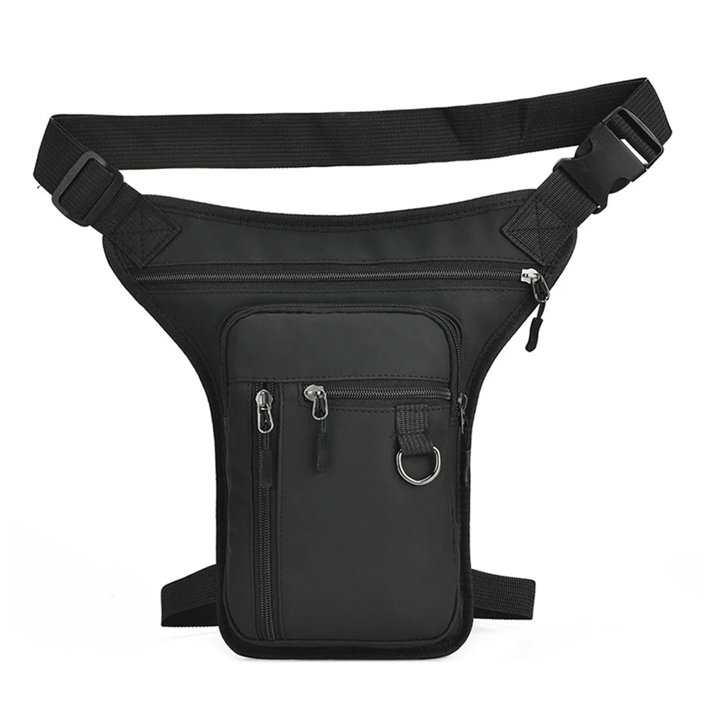Men Motorcycle Leg Side Bag Multipocket Tactical Travel Purse PU Leather Motorbike Hip Leg Pack Outdoor Sports Ride Bag - Waraqah
