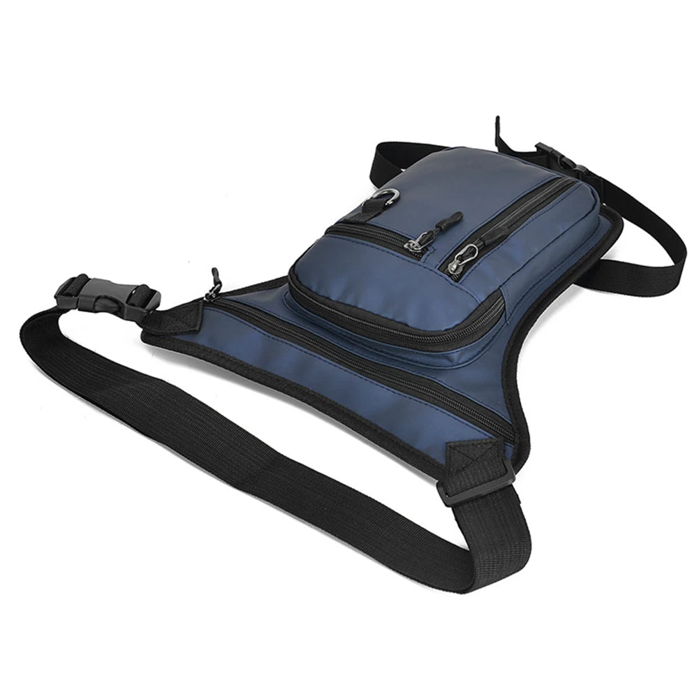 Men Motorcycle Leg Side Bag Multipocket Tactical Travel Purse PU Leather Motorbike Hip Leg Pack Outdoor Sports Ride Bag - Waraqah