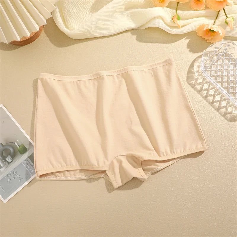 New Women's Panties Cotton Seamless Sports Boxers Underwear Female Solid Color Briefs Cozy Lingerie Intimate Underpants XS-XL - Waraqah