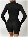 Women's Gym Exercise Shirt Yoga Long Sleeve Sportswear Top Zipper Jacket Gym Push Up Workout Tops Running Cycling Sportswear - Waraqah