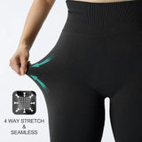Seamless Knitted Leggings Fitness GYM Pants Women's High Waist Leggings Hips Tight Peach Buttocks High Waist Nude Yoga Pants - Waraqah