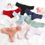 10PCS Women's Panties Set Simple Striped Thongs Female Cotton Underwear Sexy Lingerie Comfortable Sports G-Strings Underpants - Waraqah