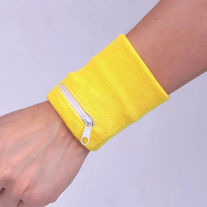 Sports Wristband with Zipper Pouch Running Sports Arm Band Bag For MP3 Key Card Storage Bag Basketball Sweatbands Wristband Bags - Waraqah