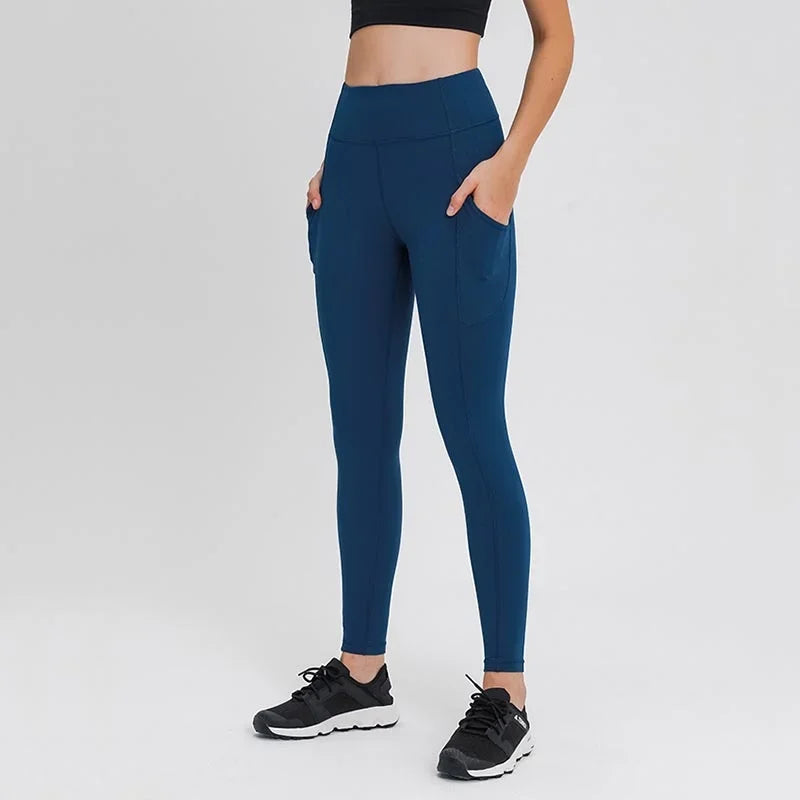 CLEARENCE High Rise Fast Free Buttery Soft Leggings Gym Wear Women Nylon Sports Tights Stretch Slim Yoga Pants With Pocket - Waraqah